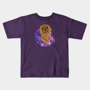 Magical Cavalier King Charles Spaniel and Butterflies, Ruby Kids T-Shirt